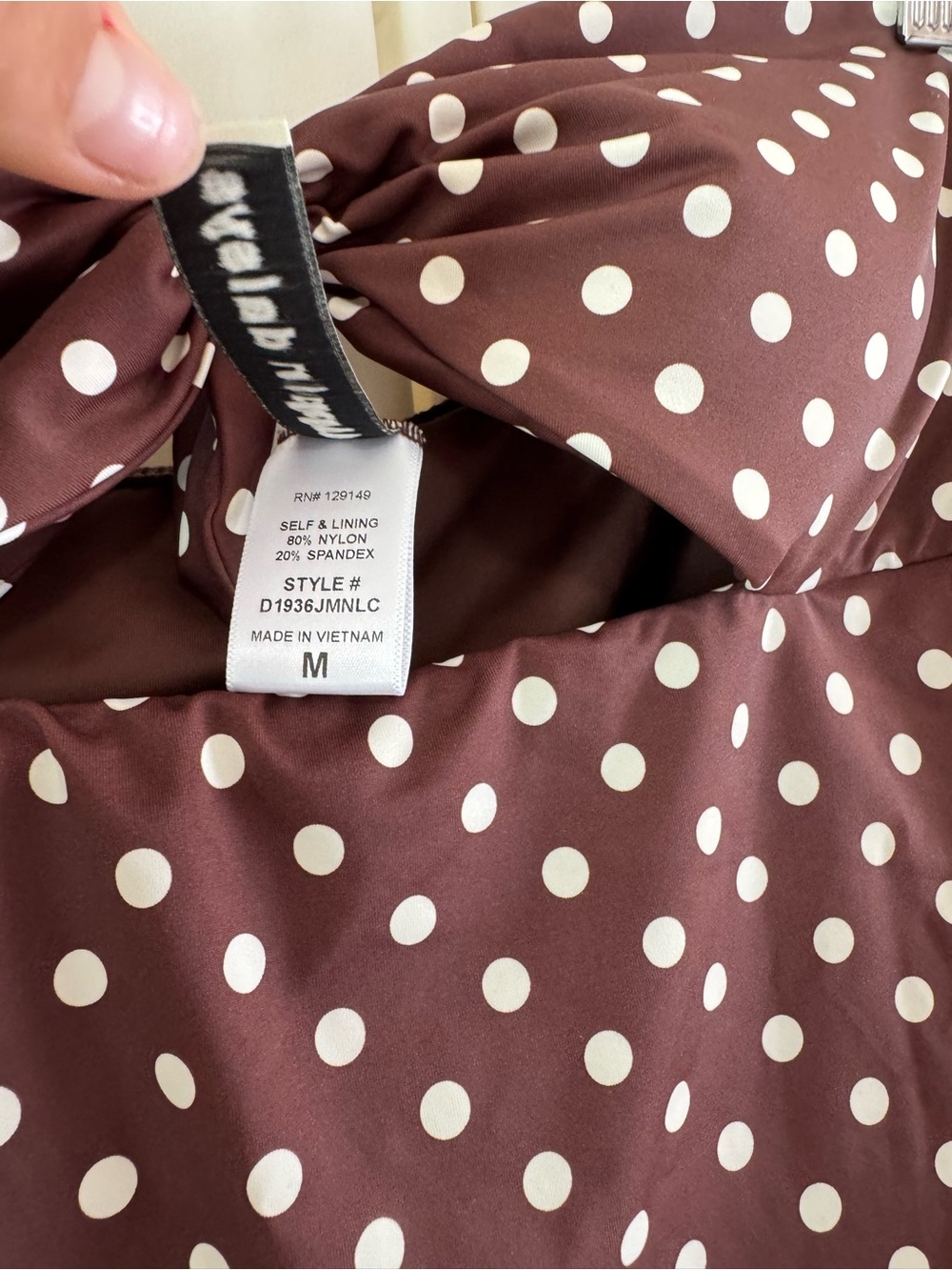 Dippin' Daisy's Devon Brown Polka Dot Strapless Knotted One-Piece Swimsuit Sz M - Picture 6 of 8